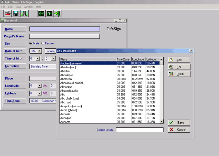 horoscope software data entry gui