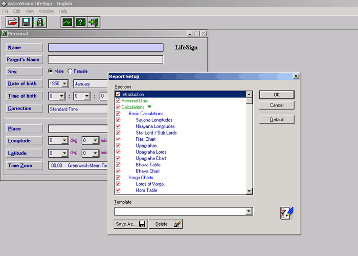 horoscope software data entry gui